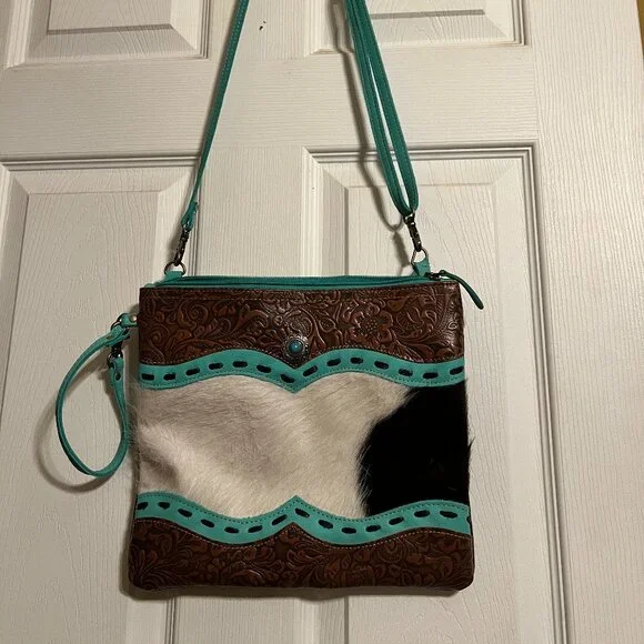 MYRA BAG HAND-TOOLED LEATHER AND HAIRON PURSE - Picture 2 of 6